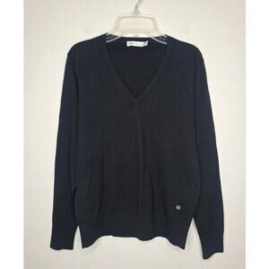 Peter Millar black merino wool long sleeve v-neck sweater - medium